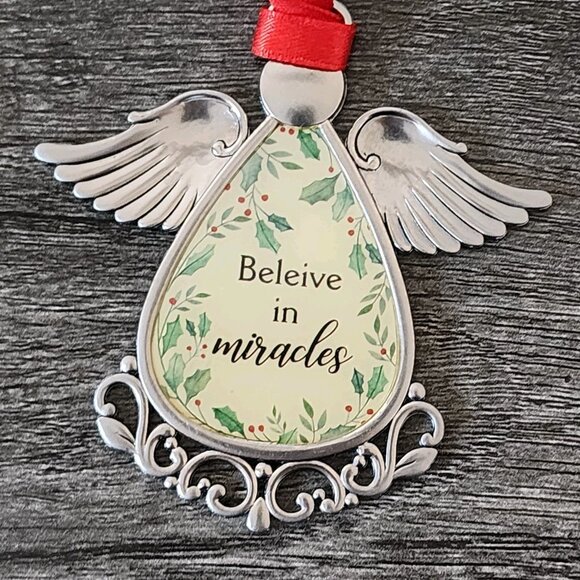 Hanging Christmas Ornaments Angel with Wings and Snowflake Set of 4 - Picture 7 of 10